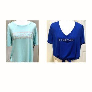 2 Bebe shirts Light Blue (NWT)(M) Blue (NWOT)(XL) Women Short Sleeves